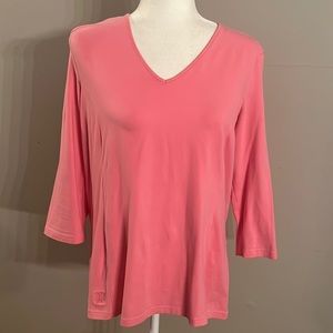 Kate Lord V neck pink 3/4 length tee shirt. Has spandex. Excellent condi…